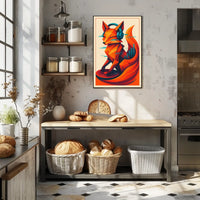 Geometric Fox With Headphones Poster