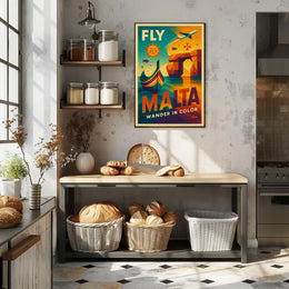 Explore Vibrant Malta with Retro Geometric Travel Poster PosterGoat