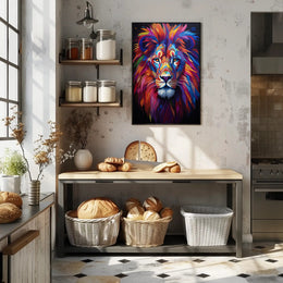 Bold Modern Lion Art Poster with Abstract, Artistic Flair