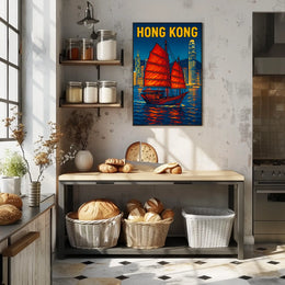Hong Kong Harbor Scene Poster