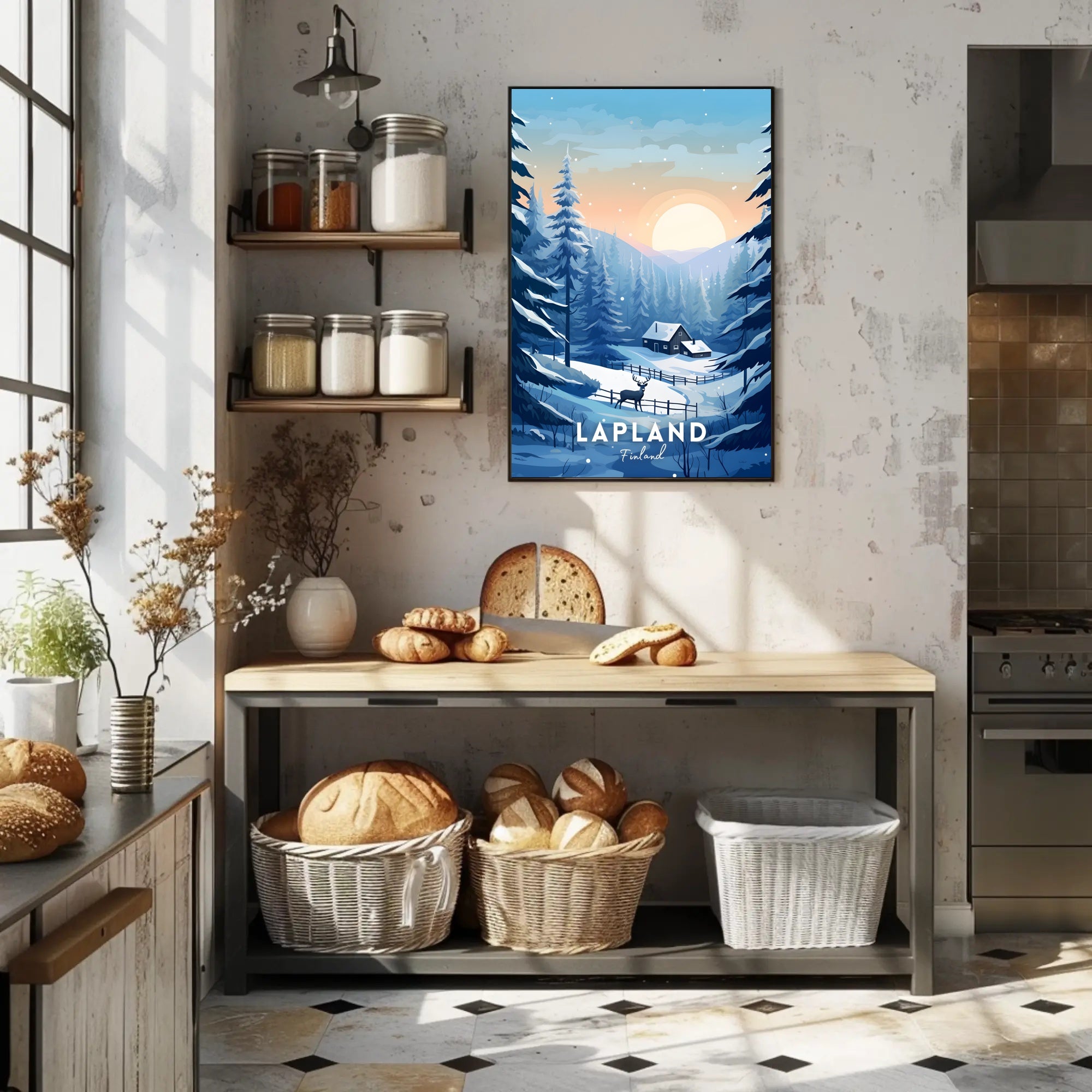Serene Winter Scene in Lapland Travel Poster