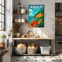 Amalfi Coast Adventure Poster Wall Art Coastal Decor 18x24