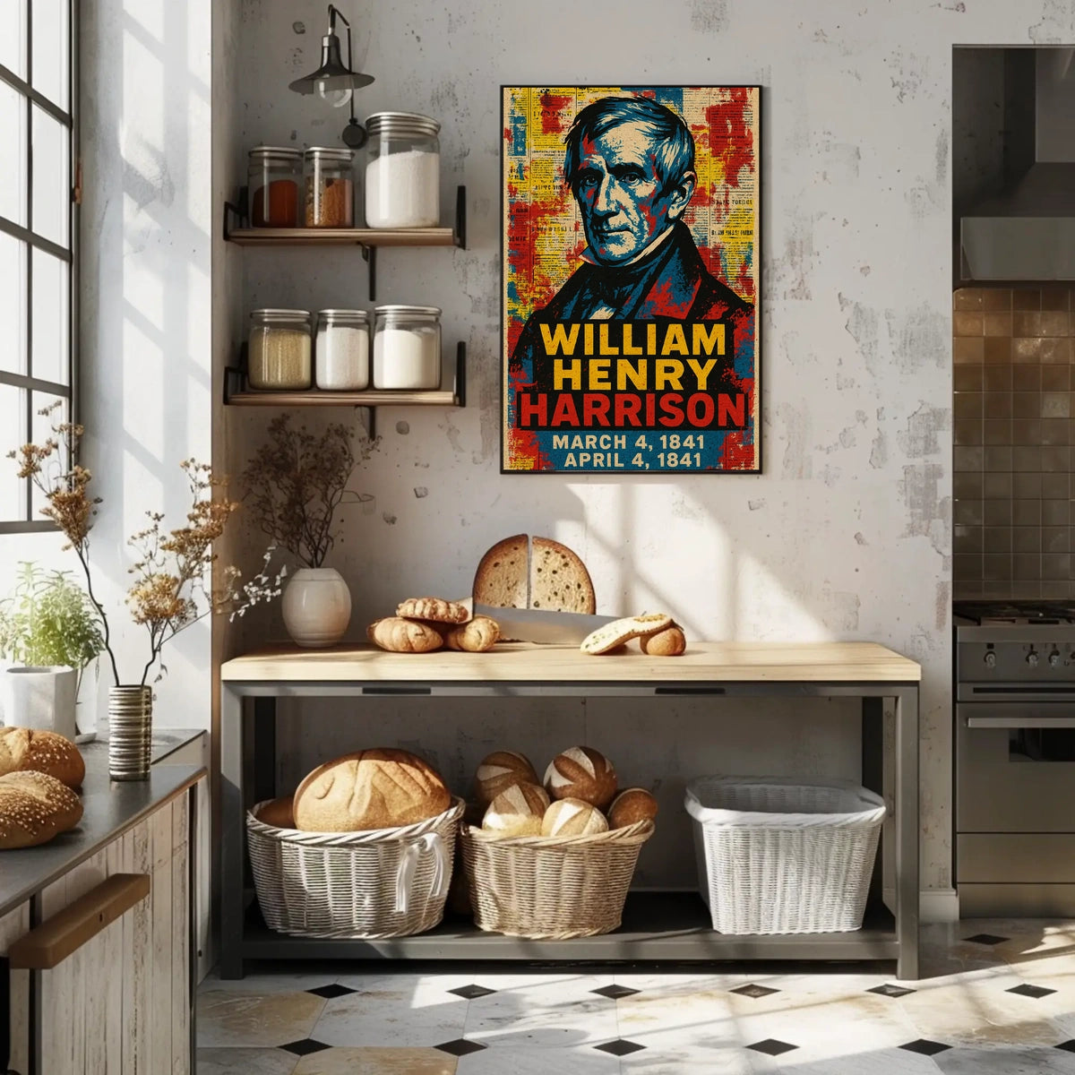 William Henry Harrison 9th President of the United States Street Art Mashup Poster