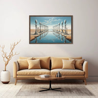 Surreal Dreamscape with Human-Tree Figures Artistic Poster
