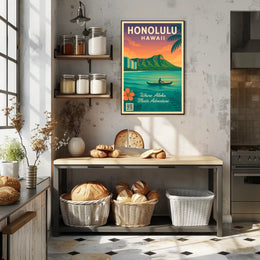 Honolulu Tropical Adventure Vintage Travel Poster PosterGoat