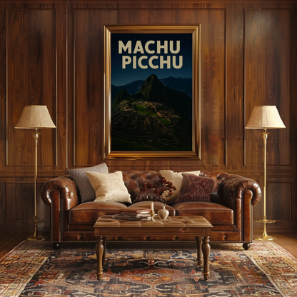 Machu Picchu Peru Night Sky Ancient Ruins Poster