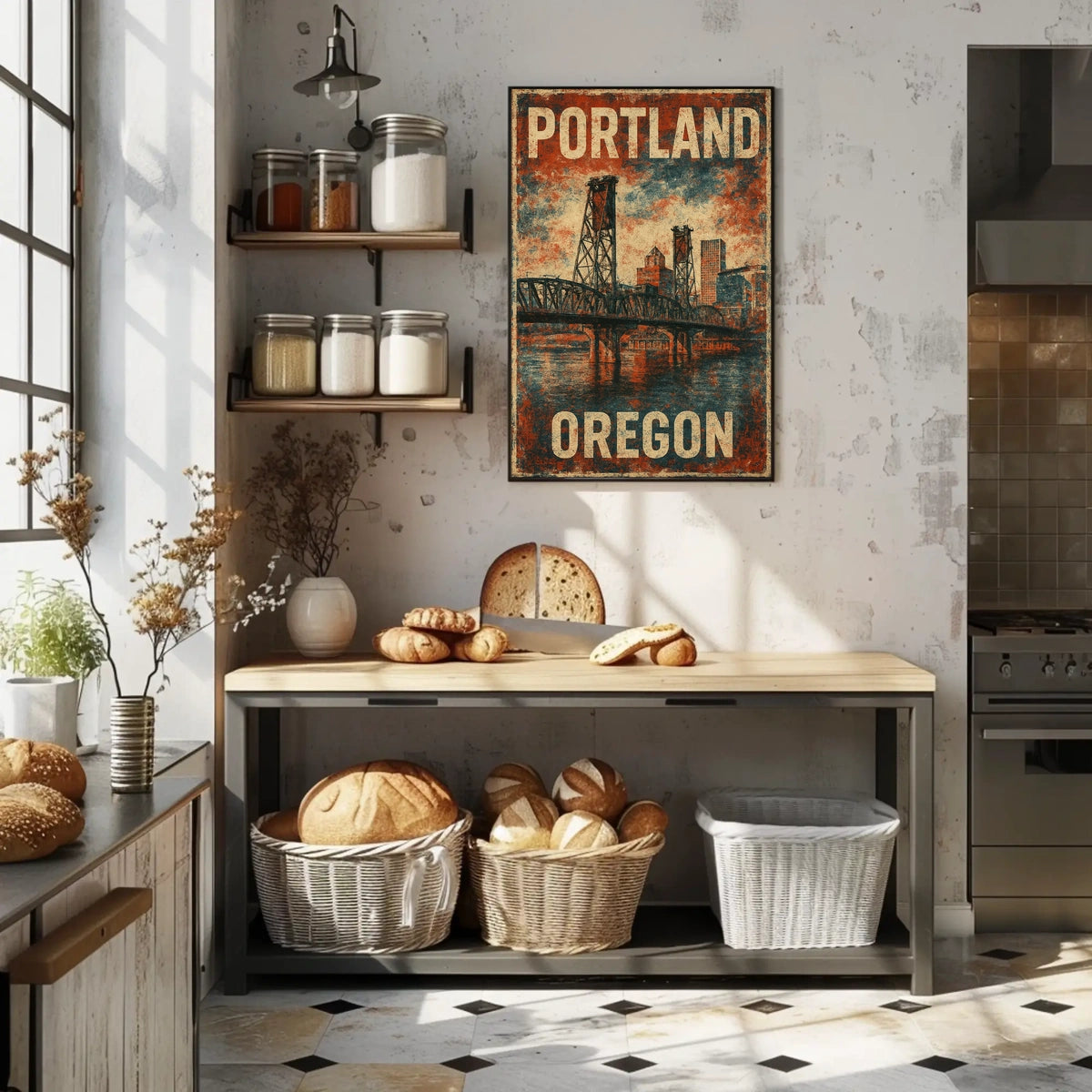 Wanderlust Portland Travel Vintage Poster