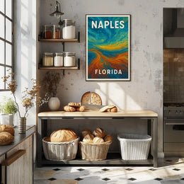 Naples Florida Coastal Poster Wall Art Cityscape Sunlit