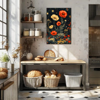 Floral Nightscape: Enchanted Poppies Fantasy or Mythology Poster