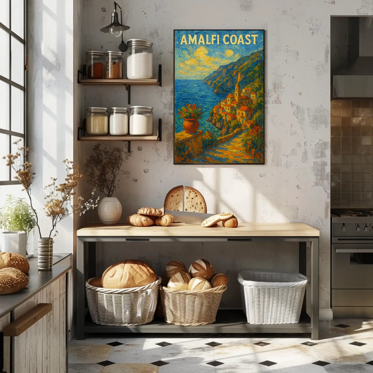 Amalfi Coast Poster Art for Coastal Wall Decor 18x24