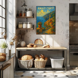 Amalfi Coast Poster Art for Coastal Wall Decor 18x24