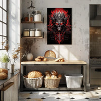 Skull with Horns Fantasy Gothic Art Poster