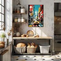 Vibrant Yellow Taxis and Liberty: Bold New York Travel Poster