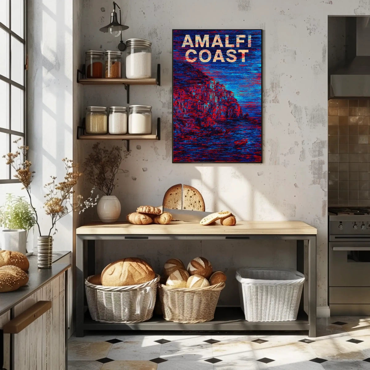Amalfi Coast Poster Art Print for Coastal Home Decor