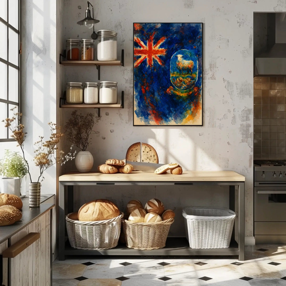Union Jack And Sheep In Watercolor Poster