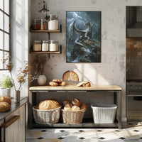 Majestic Silver Dragon Fantasy Mythology Poster PosterGoat