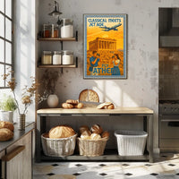 Vintage Athens Travel Poster: Parthenon and Jet Plane