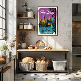 New Jersey Cityscape with Sailboat Urban or Cityscape Poster
