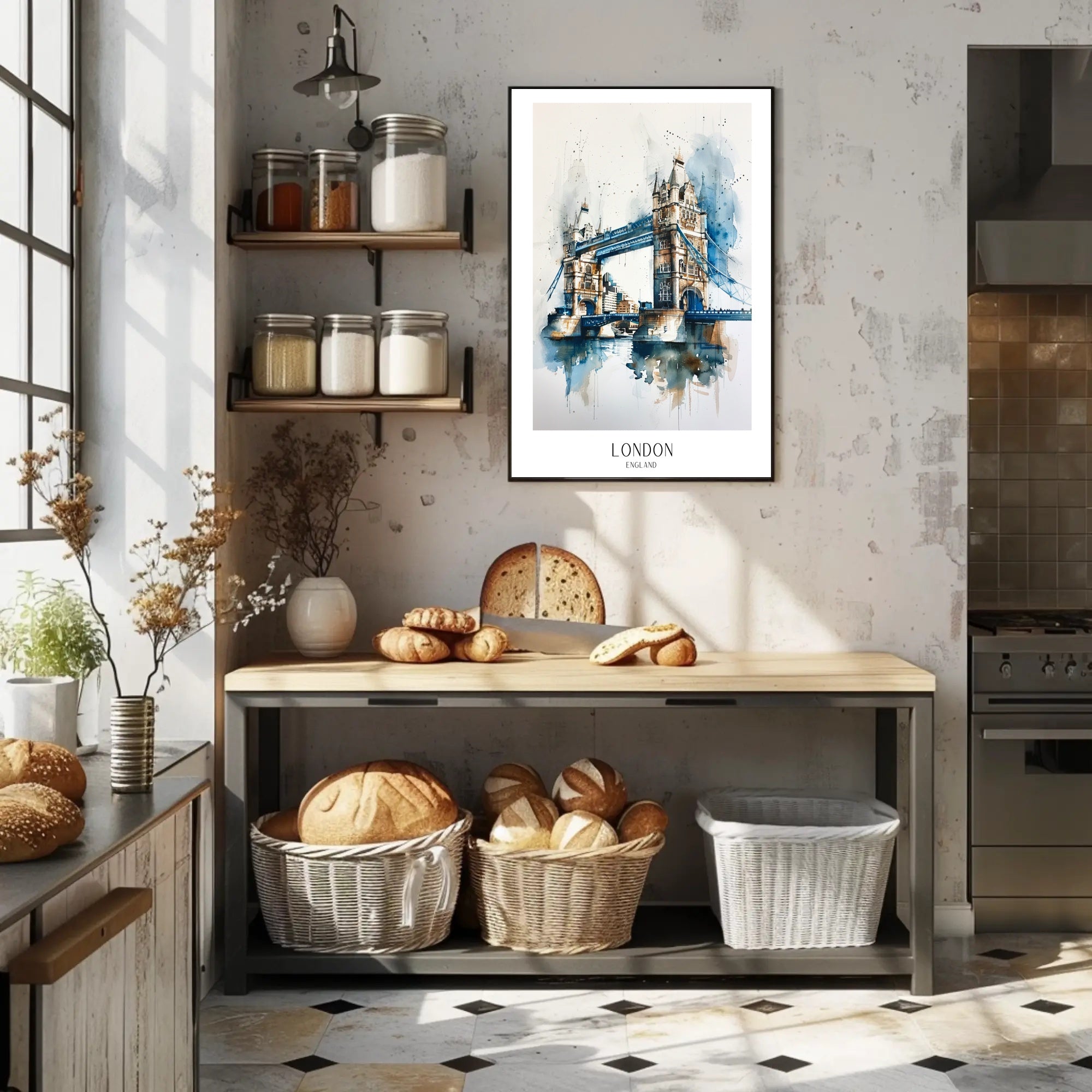Tower Bridge Watercolor Urban Cityscape Poster PosterGoat