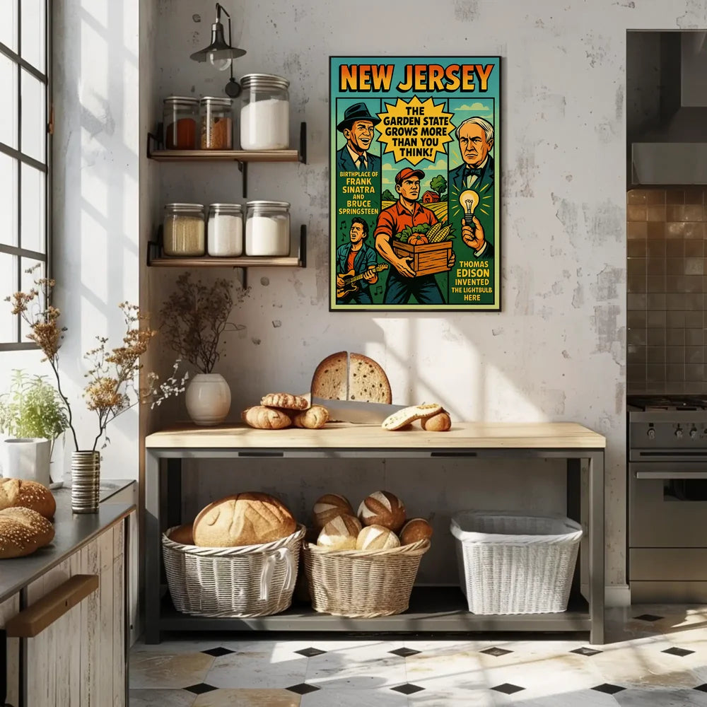 New Jersey Heritage Vintage Americana Cultural or Heritage Poster PosterGoat
