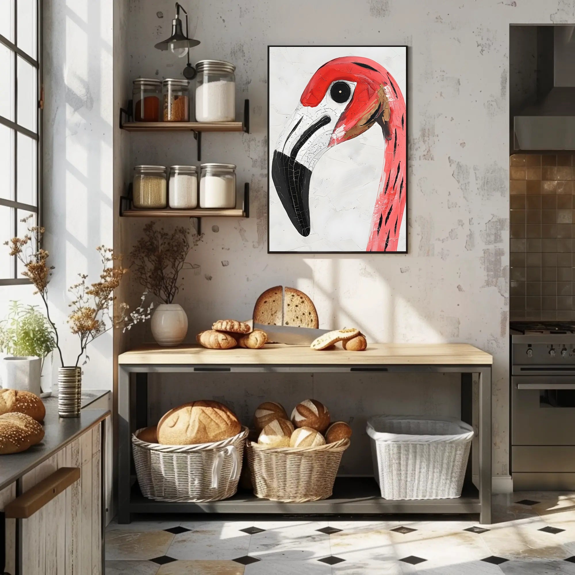 Flamingo Poster Vibrant Portrait Modern Tropical Wall Art