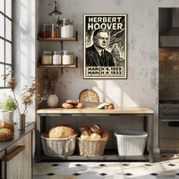 Herbert Hoover 31st President of the United States B & W Comic Sketch Poster