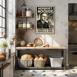 Herbert Hoover 31st President of the United States B & W Comic Sketch Poster