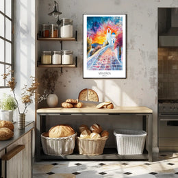 Mykonos Watercolor Dreamscape: Idyllic Travel Poster PosterGoat