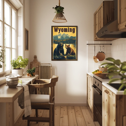 Wyoming Bears Mountain Vintage Poster