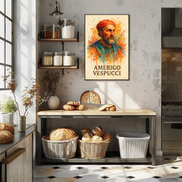 Amerigo Vespucci Watercolor Portrait Poster Art