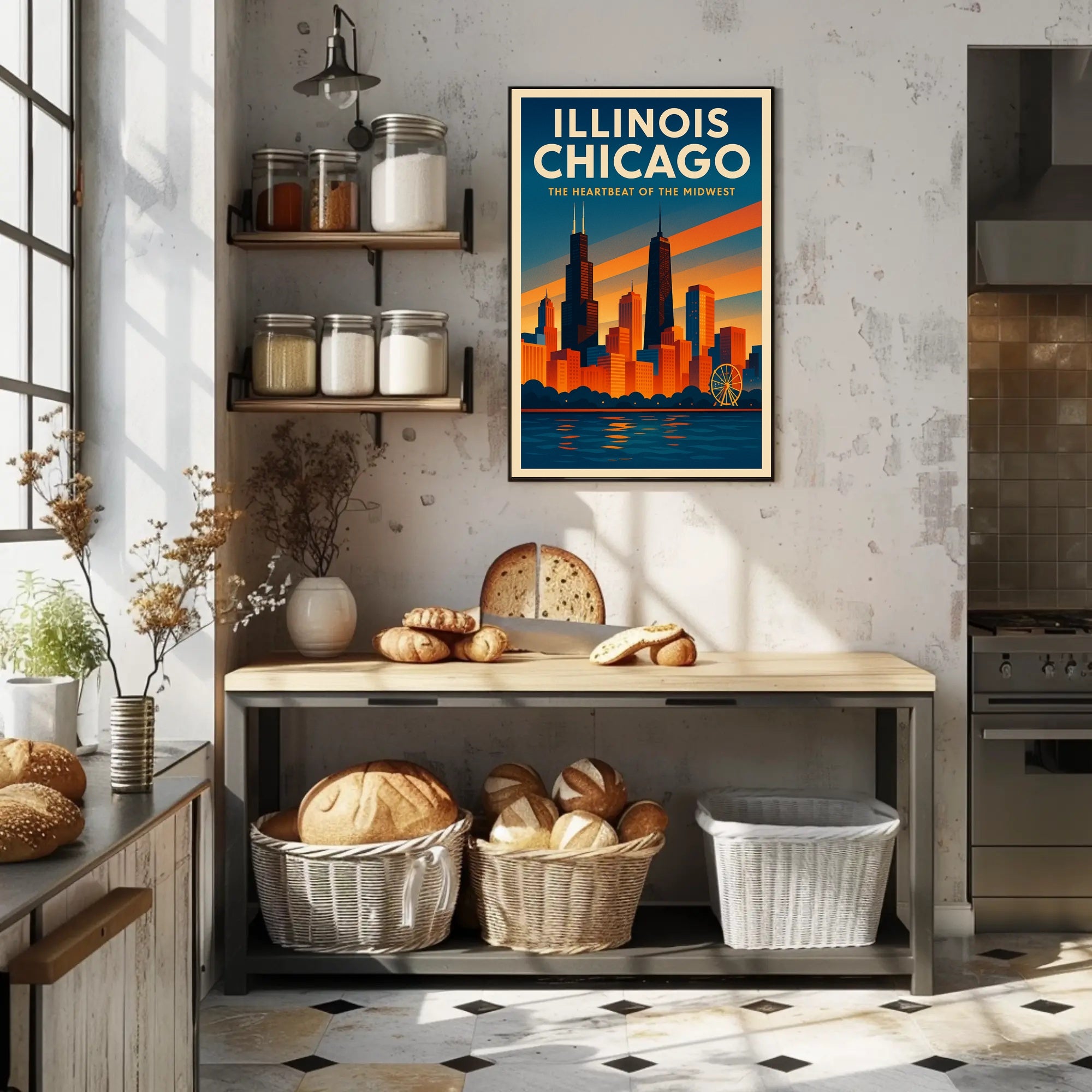 Illinois Chicago The Heartbeat of the Midwest Poster