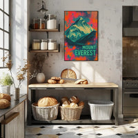 Mount Everest Abstract Art, Vibrant Modern National Park Poster