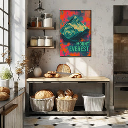 Mount Everest Abstract Art, Vibrant Modern National Park Poster