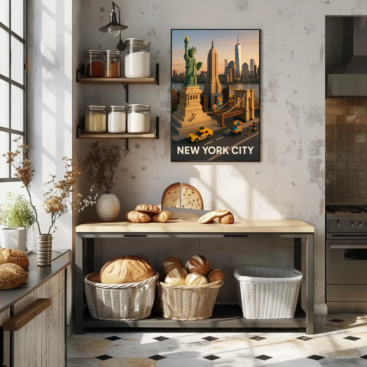 New York City Block Style Poster Abstract Wall Art