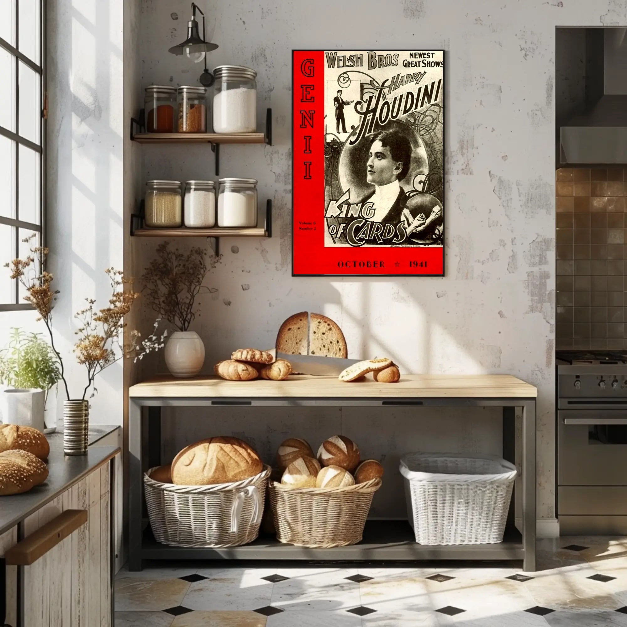 Harry Houdini Vintage Magic Show Cultural Poster