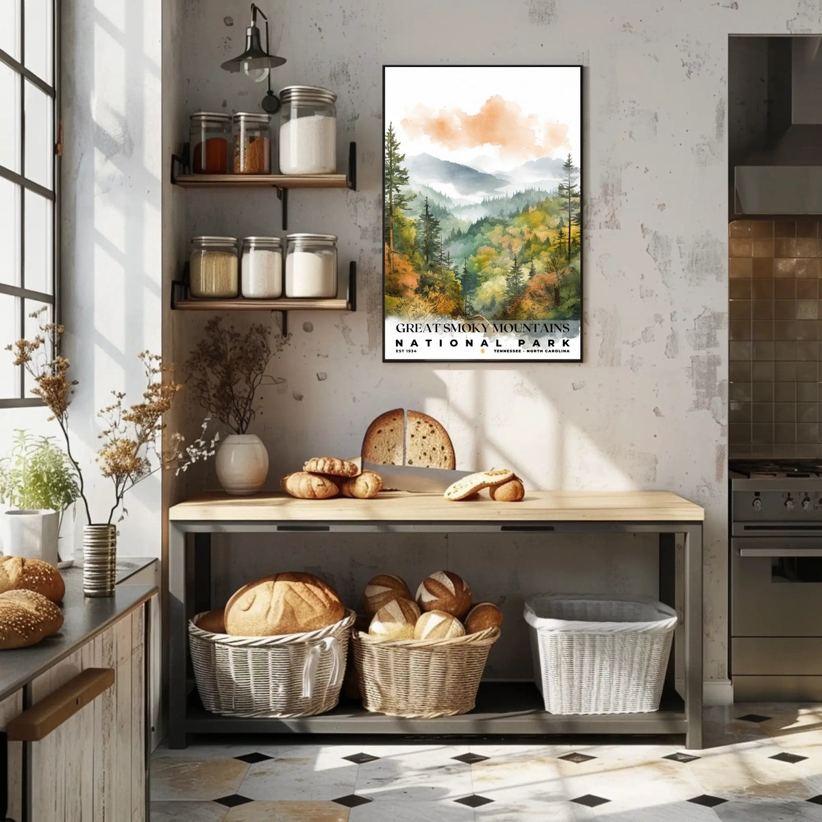 Great Smoky Mountains Watercolor Wall Art Poster