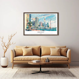 Vibrant Madrid Skyline Poster PosterGoat