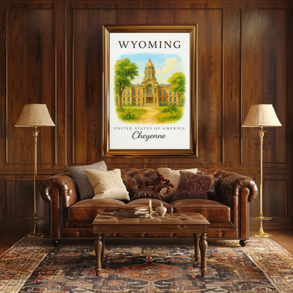 Cheyenne Wyoming Historic State Capitol Landmark Travel Poster Travel Poster