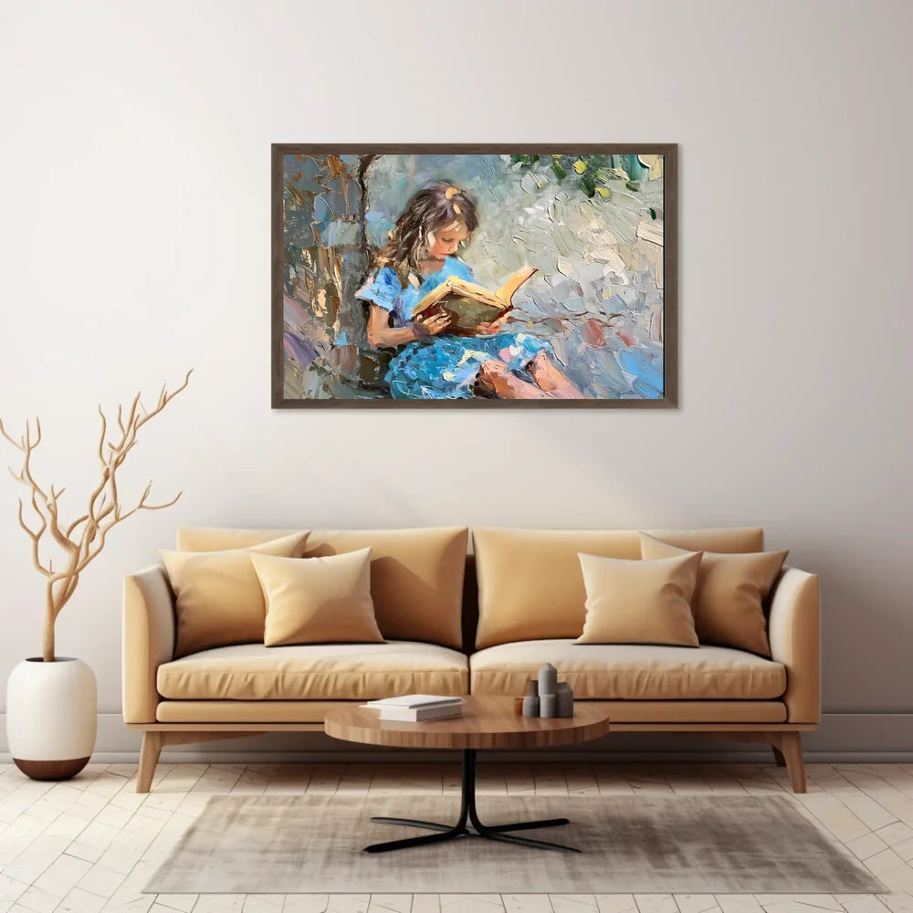 Serene Girl Reading Impressionist Art Poster