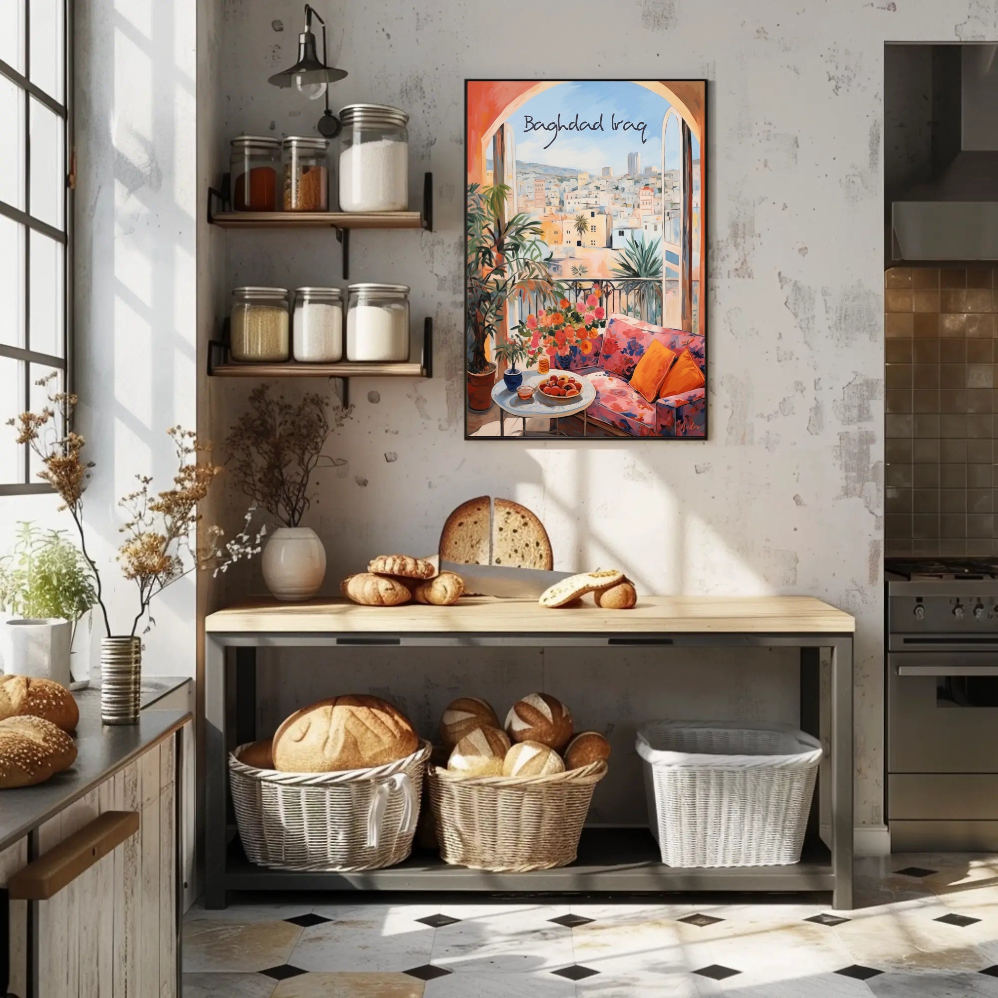 Baghdad Balcony View: Urban Serenity Poster