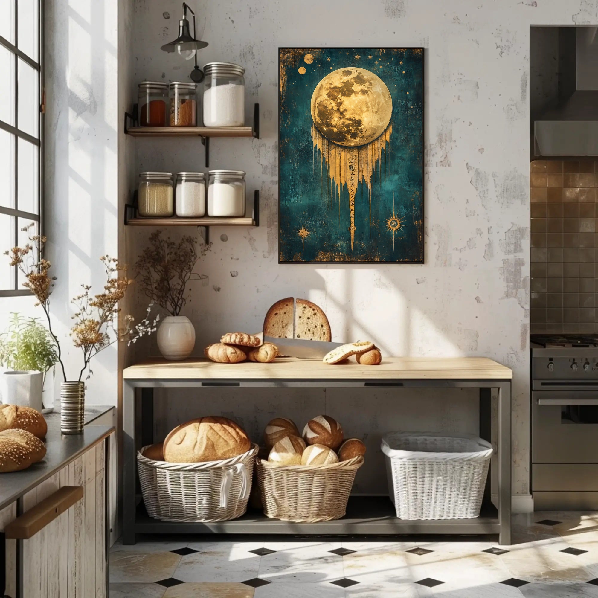 Golden Moon Surreal Artistry Space or Astronomy Poster