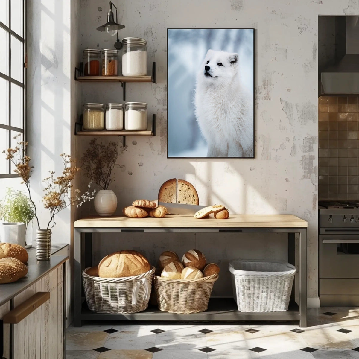 Arctic Fox in Serene Snowy Landscape Poster