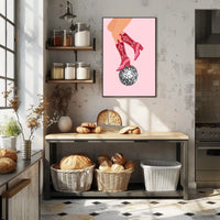 Retro Cowboy Boots Disco Ball Pop Culture Poster PosterGoat