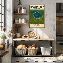 Higgins Lake Tranquil Vintage Travel Poster