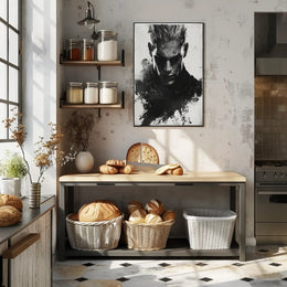 Intense Black and White Brooding Character Poster PosterGoat