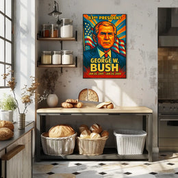George W. Bush 43rd President of the United States Colorful Comic Book Style Poster