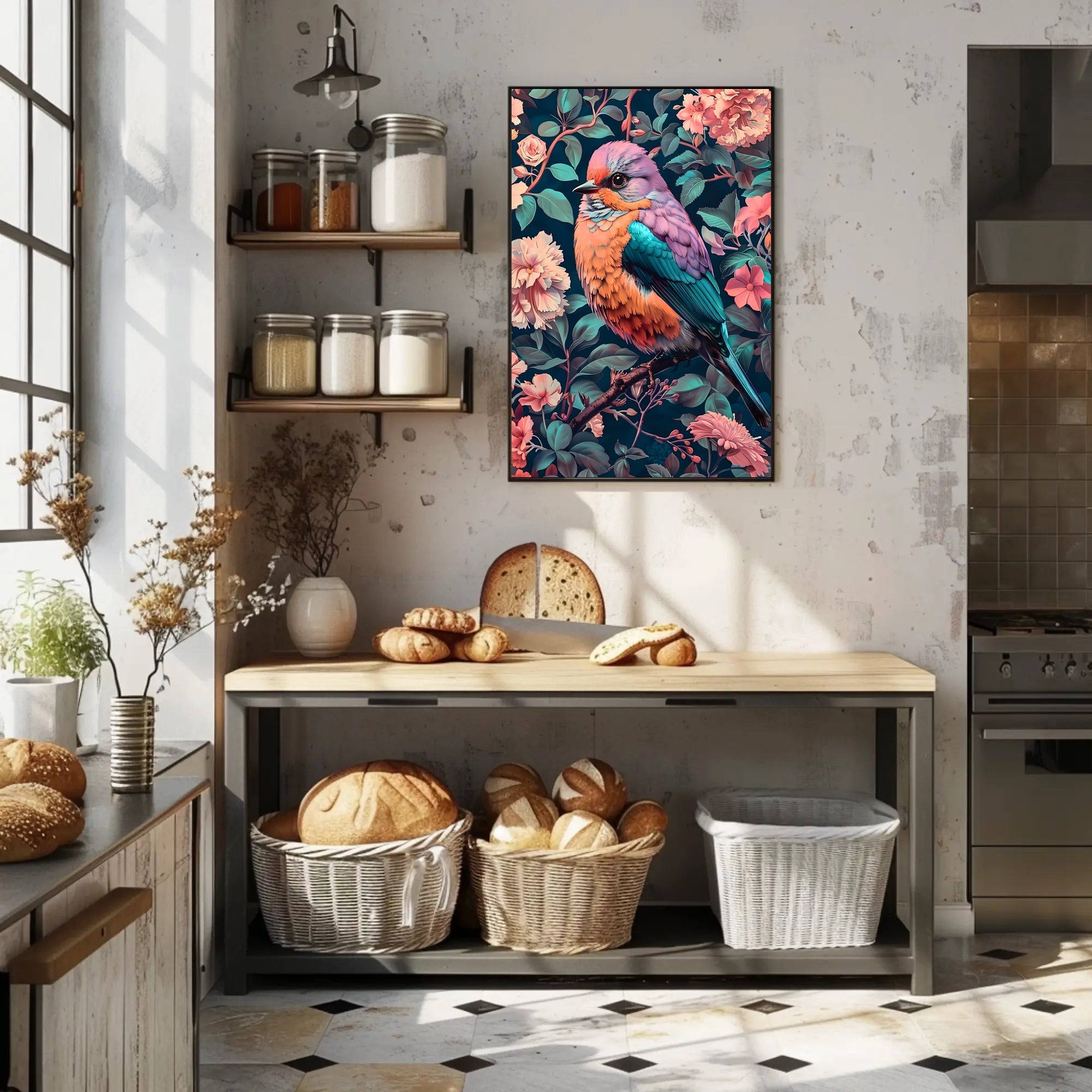 Vibrant Bird In Bloom William Morris Art Poster