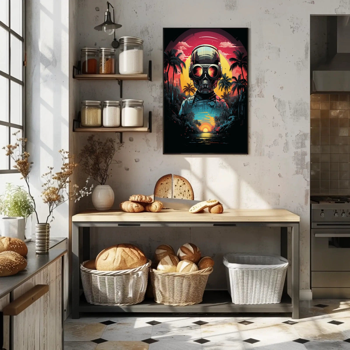 Futuristic Explorer At Sunset Poster