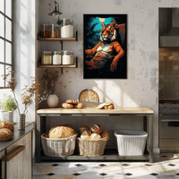Tiger Majesty Illuminated: Exotic Animal Art Print Poster