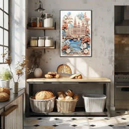 Amsterdam Cityscape Art with Intricate Dutch Gables Travel Poster